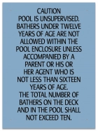 Ontario CA Unsupervised Pool >93m2 Sign